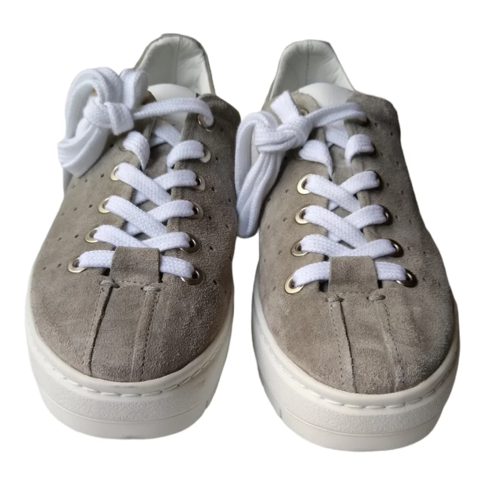 NIB Rag & Bone Linden Cemento Perforated Sued Platform Sneakers in Gray Size 9.5